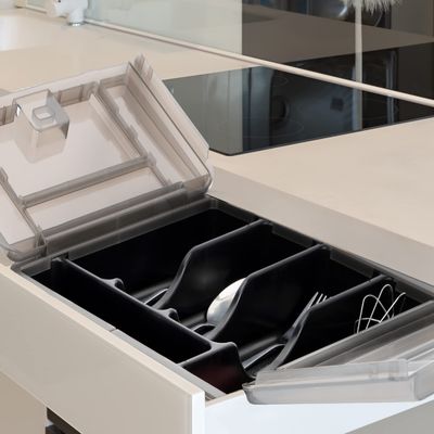 Stroomlijn uw keuken laden met Flatware Tray en Draagbare bestek houder Combo