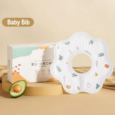 Op maat gedrukte niet-geweven babybibs met waterdicht ontwerp en elastische band BB-01