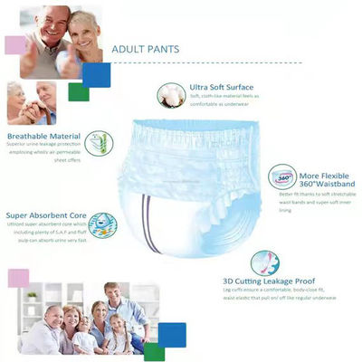 Soft Breathable Nowoven Frabic Top Sheet Adult Pull Up Softball Broek OEM Direct Deal