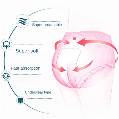 Hoog absorptievermogen Vrouwen menstruatiebroek Luxe stijl Wegwerp katoenen hygiënische broek